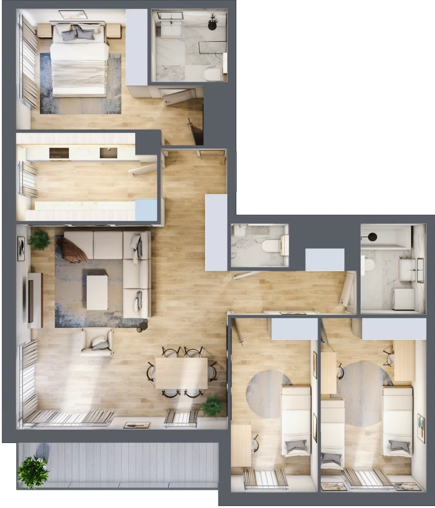 4 pokoje, mieszkanie 99,80 m², piętro 1, oferta nr A.1.1, Linea, Gdańsk, Jasień, Morena, ul. Kiedrowskiego