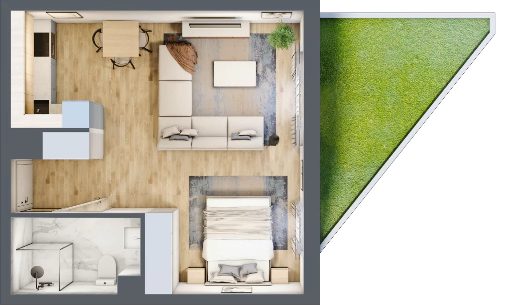 1 pokój, mieszkanie 39,71 m², parter, oferta nr A.0.4, Linea, Gdańsk, Jasień, Morena, ul. Kiedrowskiego
