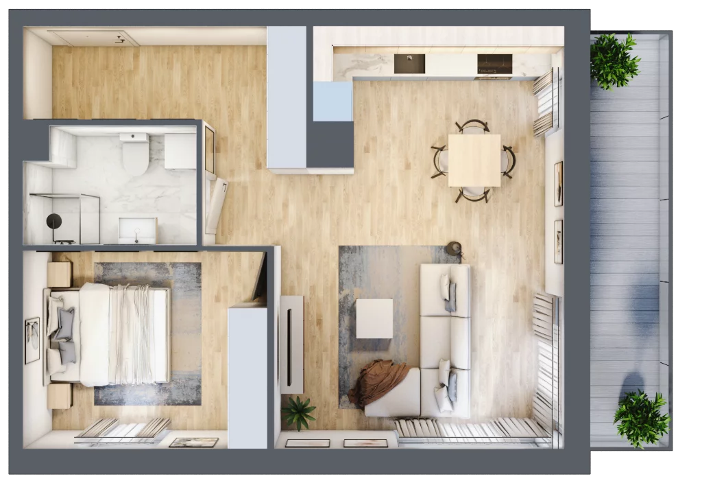 2 pokoje, mieszkanie 51,26 m², piętro 1, oferta nr B.1.12, Linea, Gdańsk, Jasień, Morena, ul. Kiedrowskiego