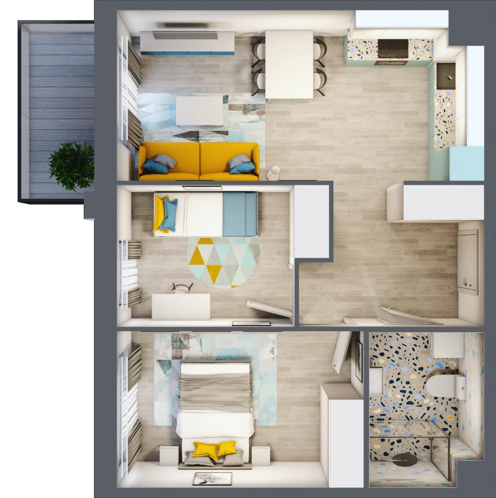 3 pokoje, mieszkanie 50,91 m², piętro 3, oferta nr 22.46, Osiedle Pastelowe, Gdańsk, Orunia Górna-Gdańsk Południe, Gdańsk-Południe, ul. Pastelowa