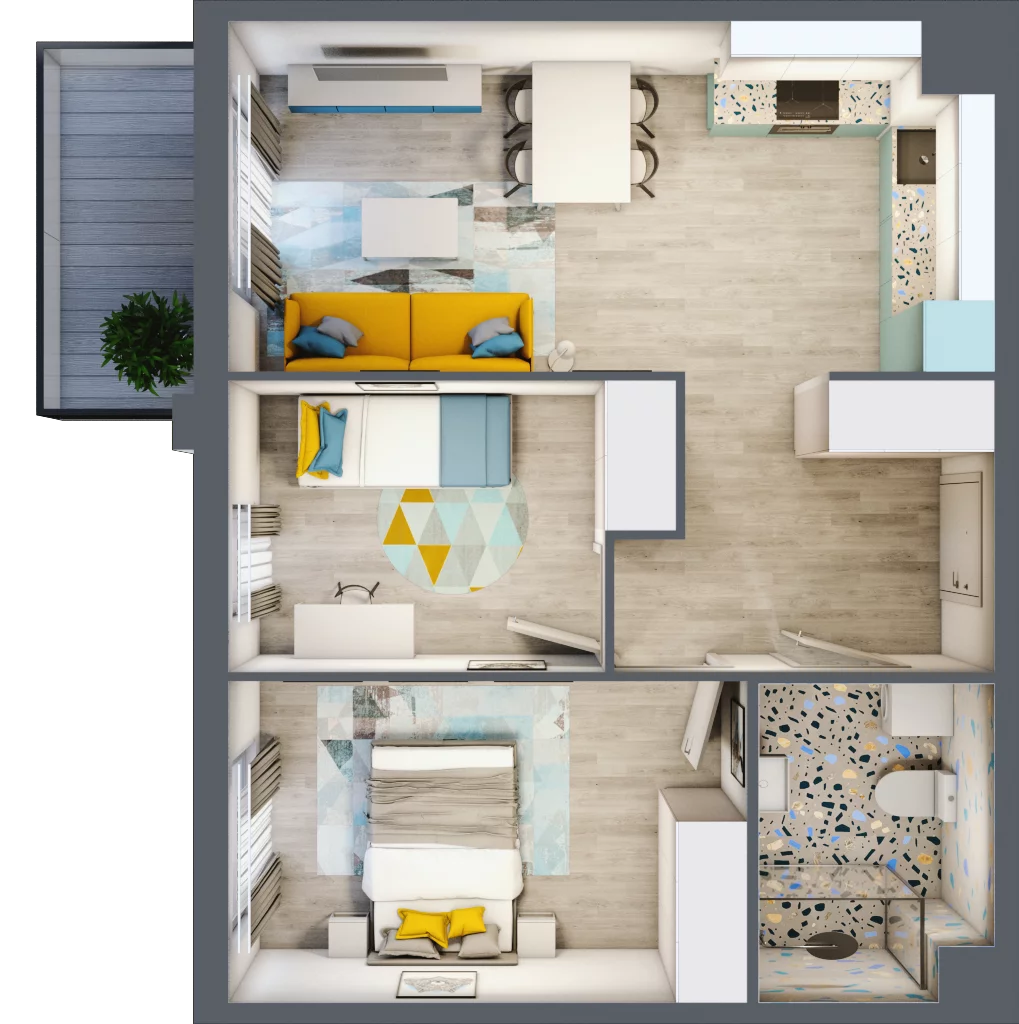 3 pokoje, mieszkanie 51,89 m², piętro 2, oferta nr 22.32, Osiedle Pastelowe, Gdańsk, Orunia Górna-Gdańsk Południe, Gdańsk-Południe, ul. Pastelowa