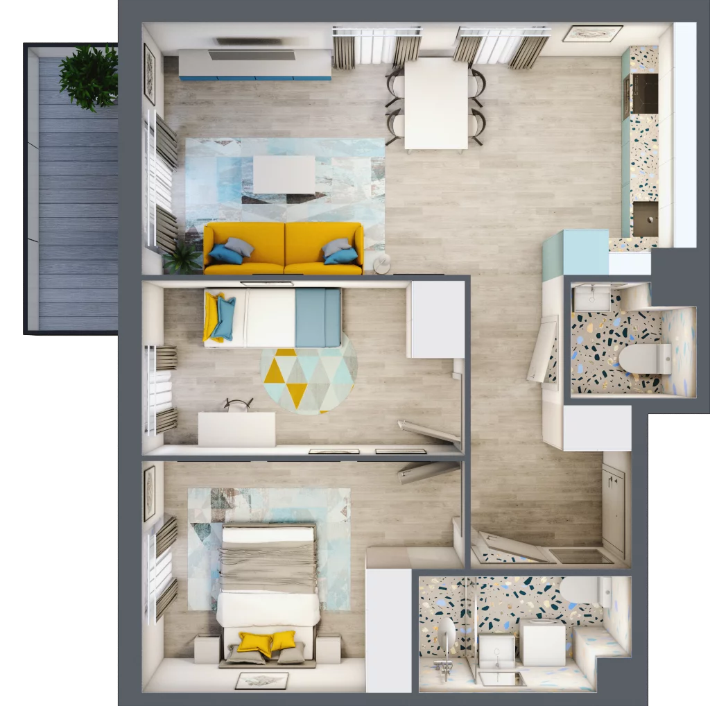 3 pokoje, mieszkanie 59,05 m², piętro 2, oferta nr 22.37, Osiedle Pastelowe, Gdańsk, Orunia Górna-Gdańsk Południe, Gdańsk-Południe, ul. Pastelowa