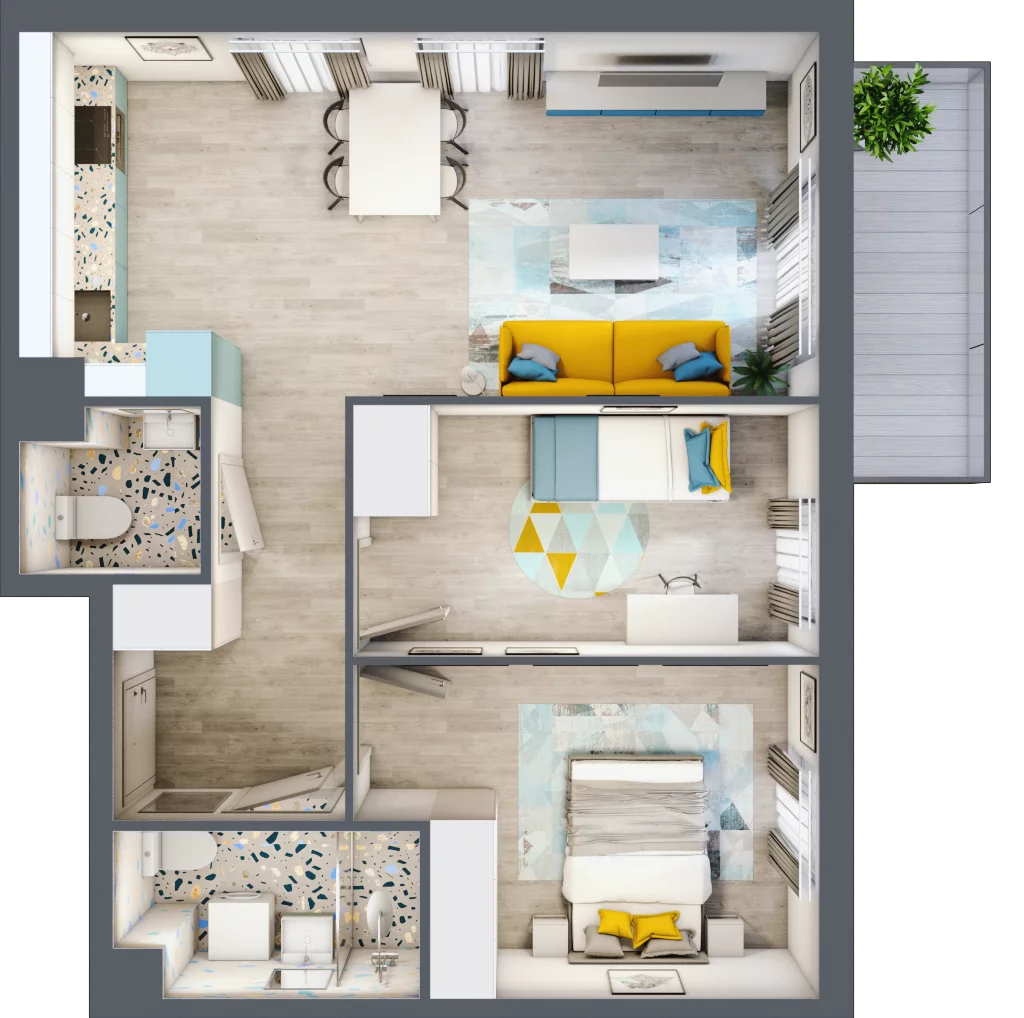 3 pokoje, mieszkanie 59,05 m², piętro 2, oferta nr 22.38, Osiedle Pastelowe, Gdańsk, Orunia Górna-Gdańsk Południe, Gdańsk-Południe, ul. Pastelowa