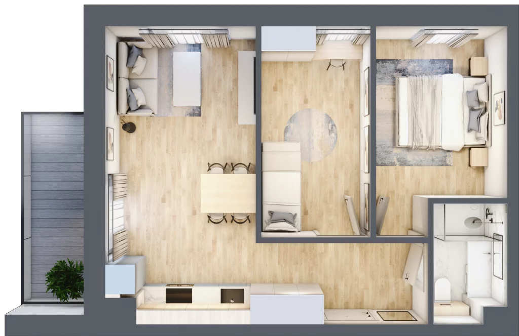 3 pokoje, mieszkanie 46,11 m², piętro 2, oferta nr OK-20, OKI DOKI, Szczecin, Śródmieście, Drzetowo-Grabowo, ul. Teofila Firlika / Nocznickiego