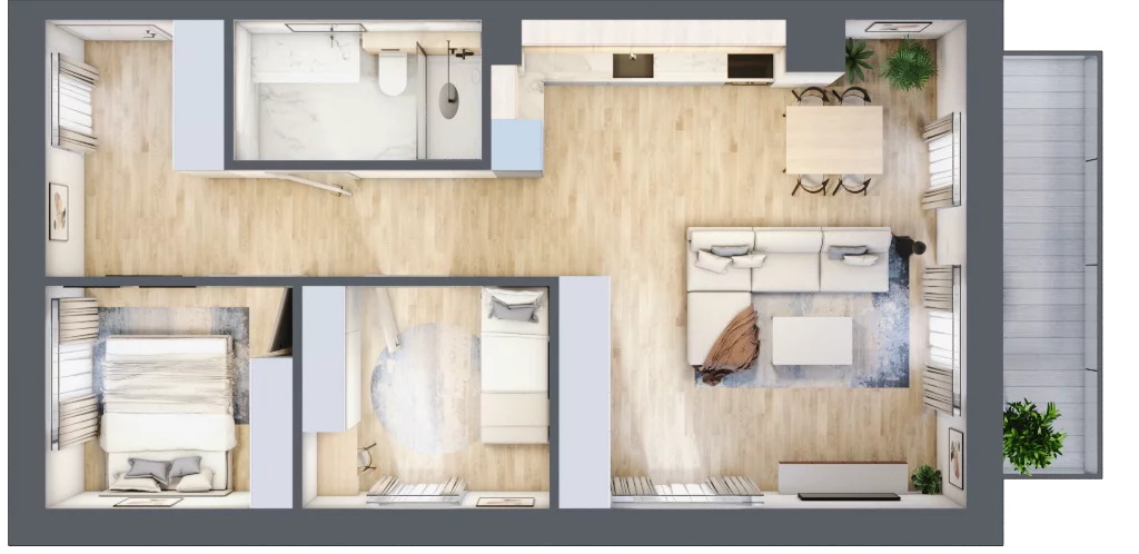 3 pokoje, mieszkanie 58,76 m², piętro 3, oferta nr OK-21, OKI DOKI, Szczecin, Śródmieście, Drzetowo-Grabowo, ul. Teofila Firlika / Nocznickiego