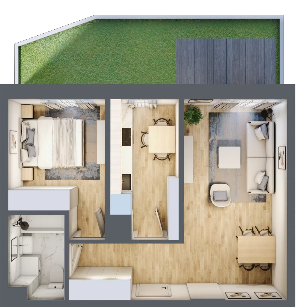 2 pokoje, mieszkanie 44,78 m², parter, oferta nr B1/11, Osiedle Bokserska 2, Warszawa, Ursynów, Wyczółki, ul. Bokserska 73A
