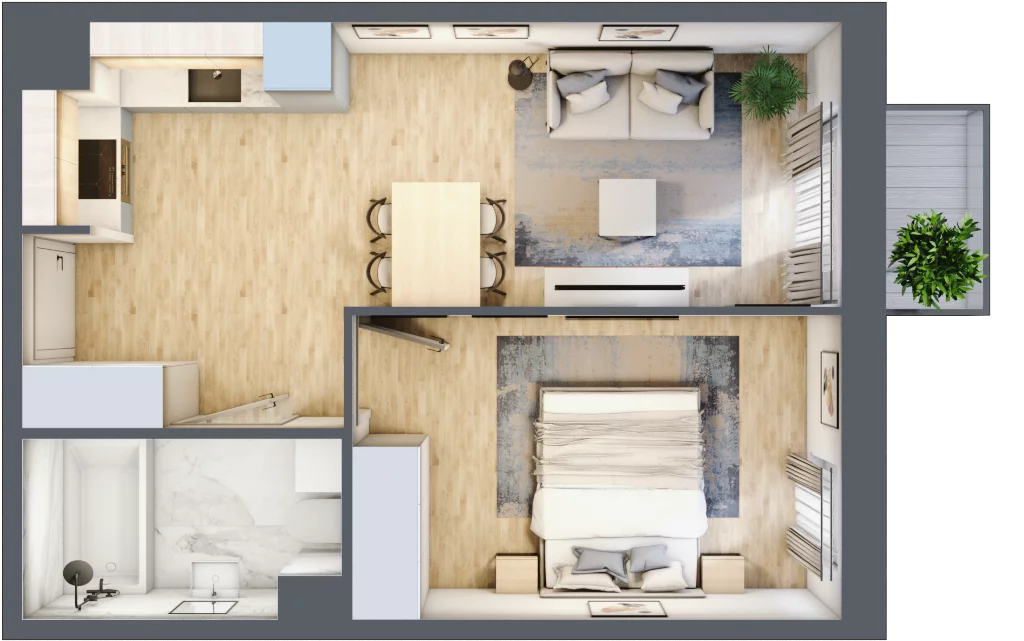 2 pokoje, mieszkanie 36,78 m², piętro 1, oferta nr 30/15, Osiedle Dolina Prądnika, Kraków, Prądnik Biały, ul. Glogera 30 i 30 A
