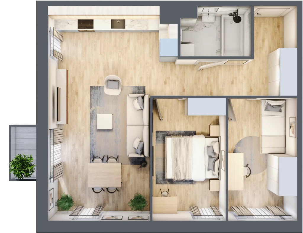 3 pokoje, mieszkanie 58,48 m², piętro 1, oferta nr 30A/17, Osiedle Dolina Prądnika, Kraków, Prądnik Biały, ul. Glogera 30 i 30 A