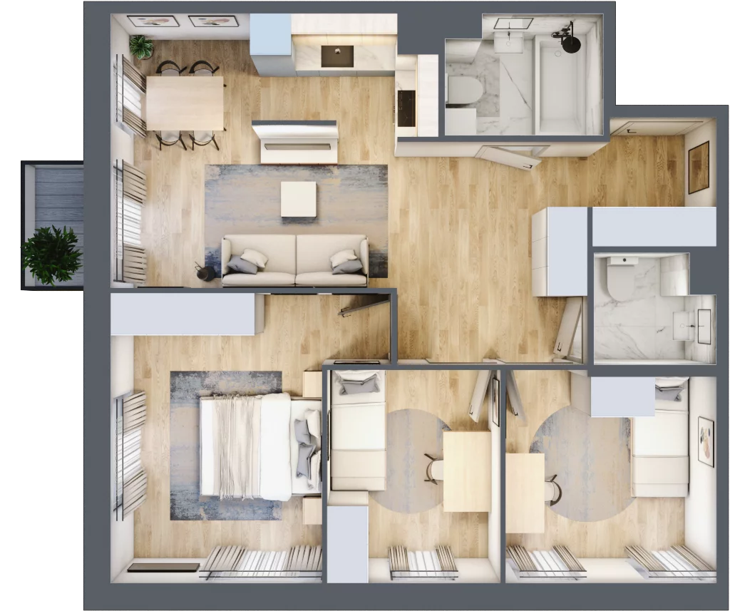 4 pokoje, mieszkanie 68,78 m², piętro 3, oferta nr 30A/42, Osiedle Dolina Prądnika, Kraków, Prądnik Biały, ul. Glogera 30 i 30 A