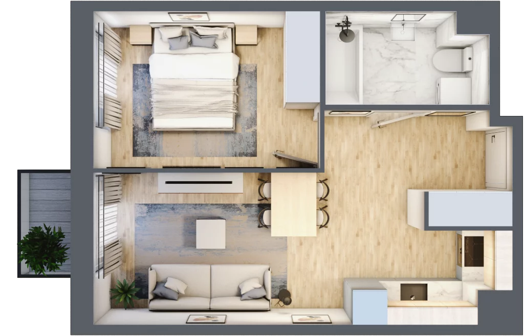 2 pokoje, mieszkanie 36,77 m², piętro 3, oferta nr 30A/43, Osiedle Dolina Prądnika, Kraków, Prądnik Biały, ul. Glogera 30 i 30 A