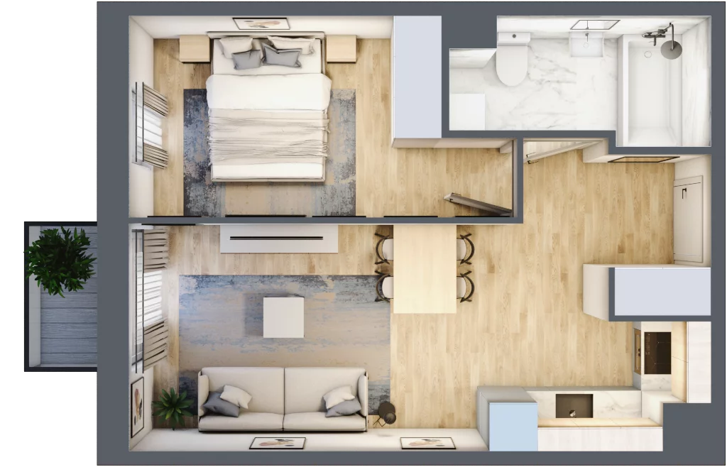 2 pokoje, mieszkanie 37,47 m², piętro 3, oferta nr 30A/45, Osiedle Dolina Prądnika, Kraków, Prądnik Biały, ul. Glogera 30 i 30 A