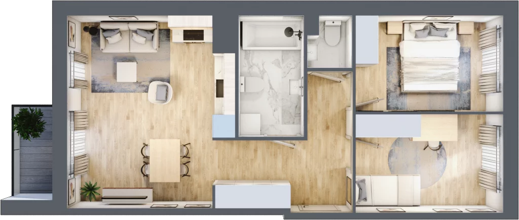 3 pokoje, mieszkanie 57,61 m², piętro 1, oferta nr 30A/58, Osiedle Dolina Prądnika, Kraków, Prądnik Biały, ul. Glogera 30 i 30 A