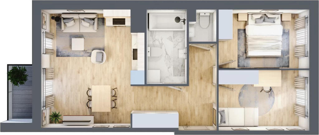 3 pokoje, mieszkanie 57,61 m², piętro 3, oferta nr 30A/68, Osiedle Dolina Prądnika, Kraków, Prądnik Biały, ul. Glogera 30 i 30 A