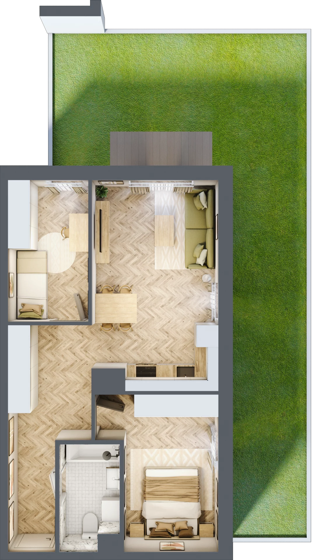 3 pokoje, mieszkanie 55,53 m², parter, oferta nr 24/96, Ogrody Nałkowskiej, Poznań, Ogrody, ul. Nałkowskiej 24, 26
