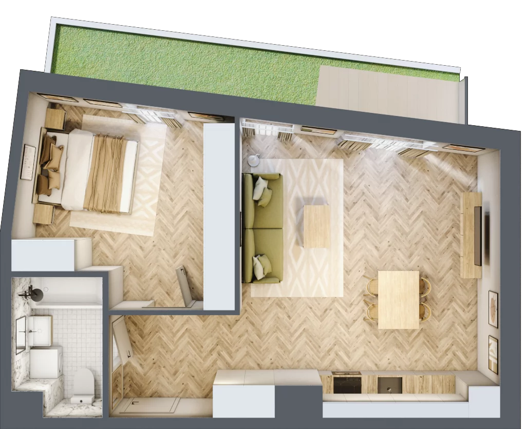 2 pokoje, apartament 50,90 m², parter, oferta nr 24/94, Ogrody Nałkowskiej, Poznań, Ogrody, ul. Nałkowskiej 24, 26