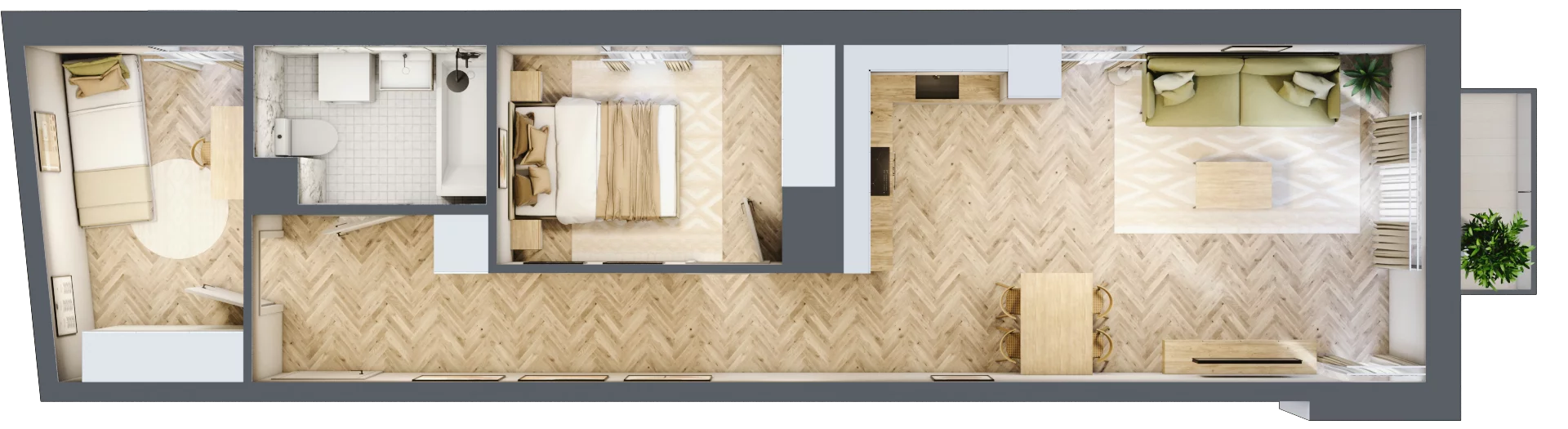 3 pokoje, mieszkanie 56,72 m², piętro 2, oferta nr 24/109, Ogrody Nałkowskiej, Poznań, Ogrody, ul. Nałkowskiej 24, 26