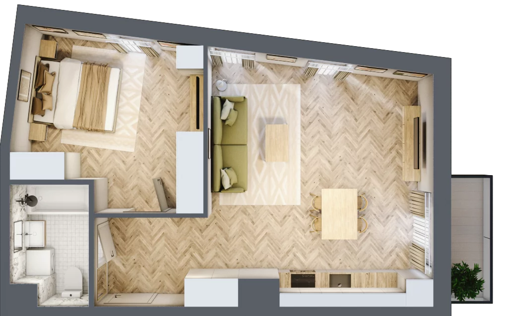2 pokoje, mieszkanie 50,90 m², piętro 2, oferta nr 24/106, Ogrody Nałkowskiej, Poznań, Ogrody, ul. Nałkowskiej 24, 26