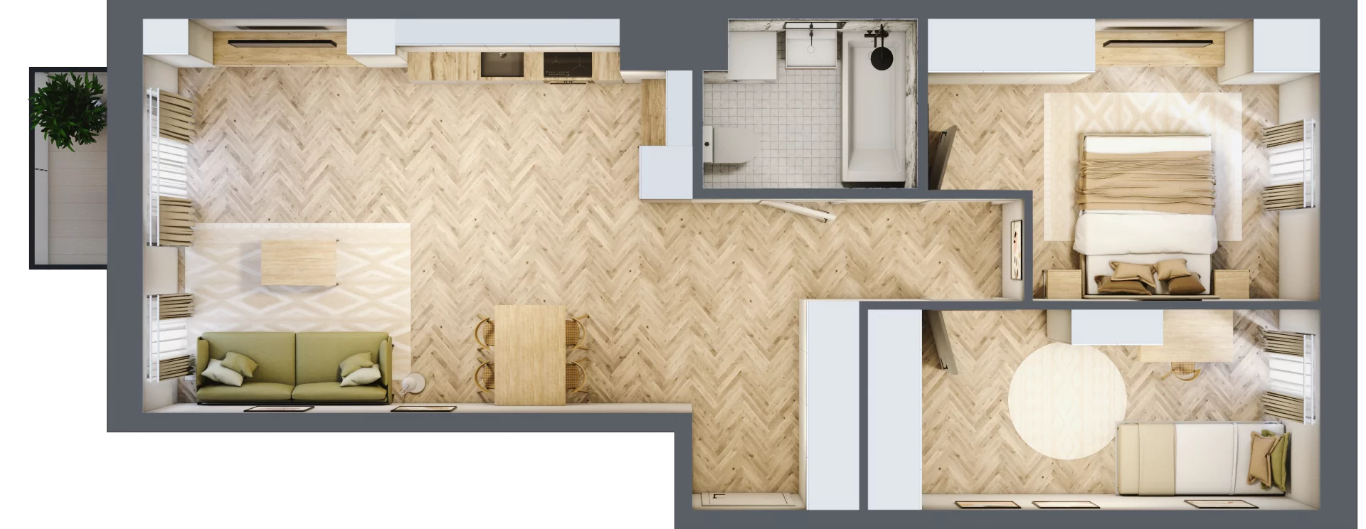 3 pokoje, mieszkanie 64,90 m², piętro 3, oferta nr 24/110, Ogrody Nałkowskiej, Poznań, Ogrody, ul. Nałkowskiej 24, 26