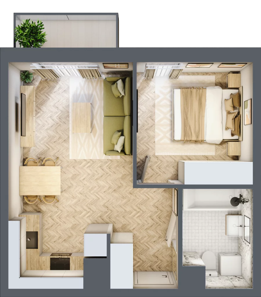 2 pokoje, mieszkanie 36,83 m², piętro 2, oferta nr 24/105, Ogrody Nałkowskiej, Poznań, Ogrody, ul. Nałkowskiej 24, 26