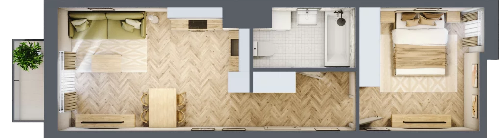 2 pokoje, mieszkanie 41,29 m², piętro 4, oferta nr 24/63, Ogrody Nałkowskiej, Poznań, Ogrody, ul. Nałkowskiej 24, 26