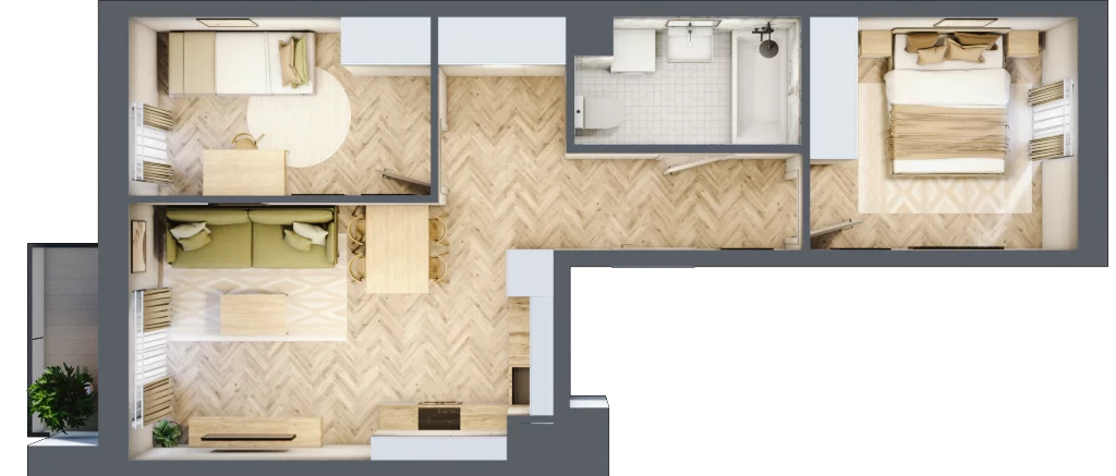 3 pokoje, mieszkanie 49,29 m², piętro 5, oferta nr 24/22, Ogrody Nałkowskiej, Poznań, Ogrody, ul. Nałkowskiej 24, 26