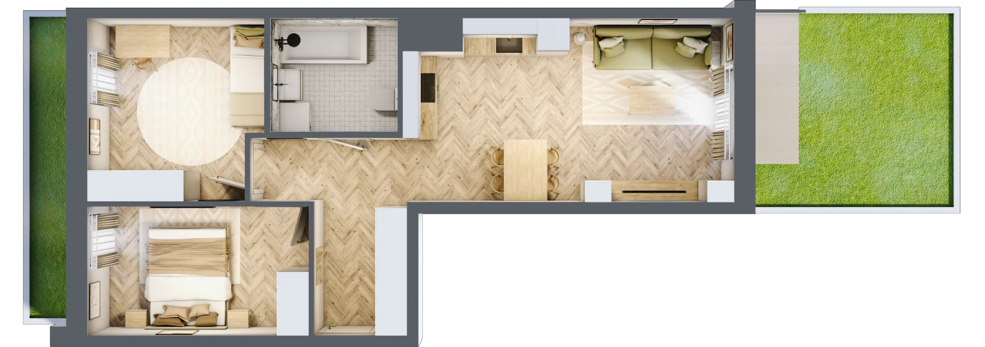 3 pokoje, mieszkanie 54,57 m², parter, oferta nr 26/63, Ogrody Nałkowskiej, Poznań, Ogrody, ul. Nałkowskiej 24, 26