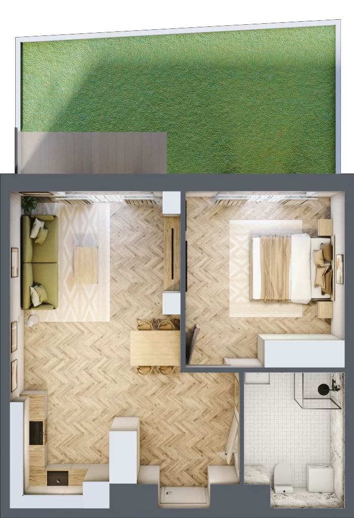 2 pokoje, apartament 51,42 m², parter, oferta nr 26/61, Ogrody Nałkowskiej, Poznań, Ogrody, ul. Nałkowskiej 24, 26