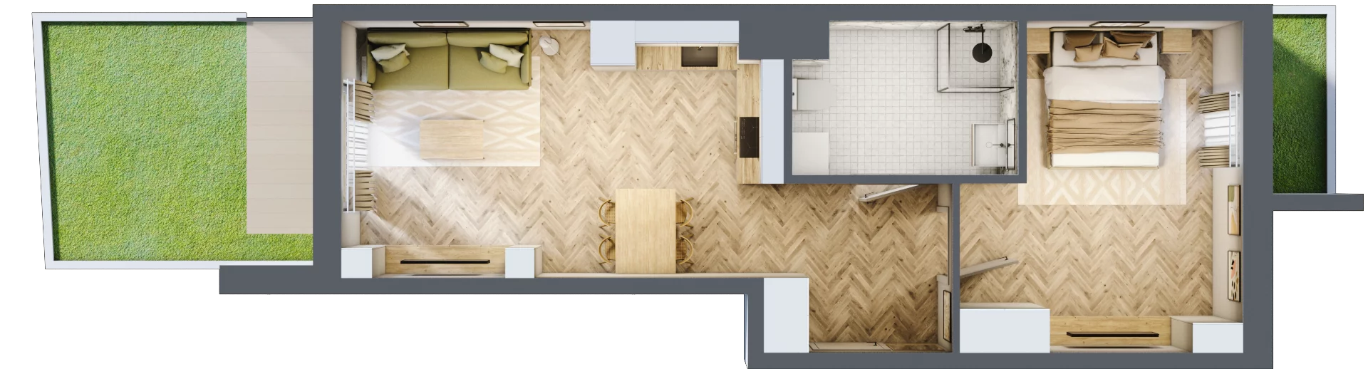2 pokoje, apartament 46,84 m², parter, oferta nr 26/82, Ogrody Nałkowskiej, Poznań, Ogrody, ul. Nałkowskiej 24, 26