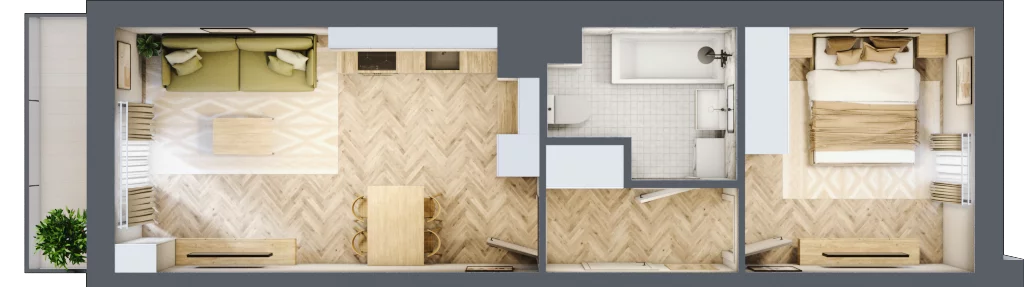 2 pokoje, mieszkanie 40,16 m², piętro 3, oferta nr 26/49, Ogrody Nałkowskiej, Poznań, Ogrody, ul. Nałkowskiej 24, 26
