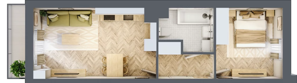 2 pokoje, mieszkanie 40,16 m², piętro 5, oferta nr 26/55, Ogrody Nałkowskiej, Poznań, Ogrody, ul. Nałkowskiej 24, 26