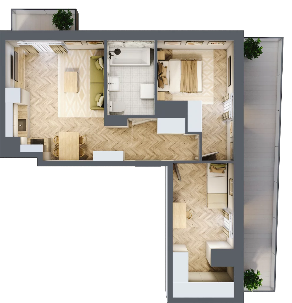 3 pokoje, mieszkanie 53,22 m², piętro 6, oferta nr 26/39, Ogrody Nałkowskiej, Poznań, Ogrody, ul. Nałkowskiej 24, 26