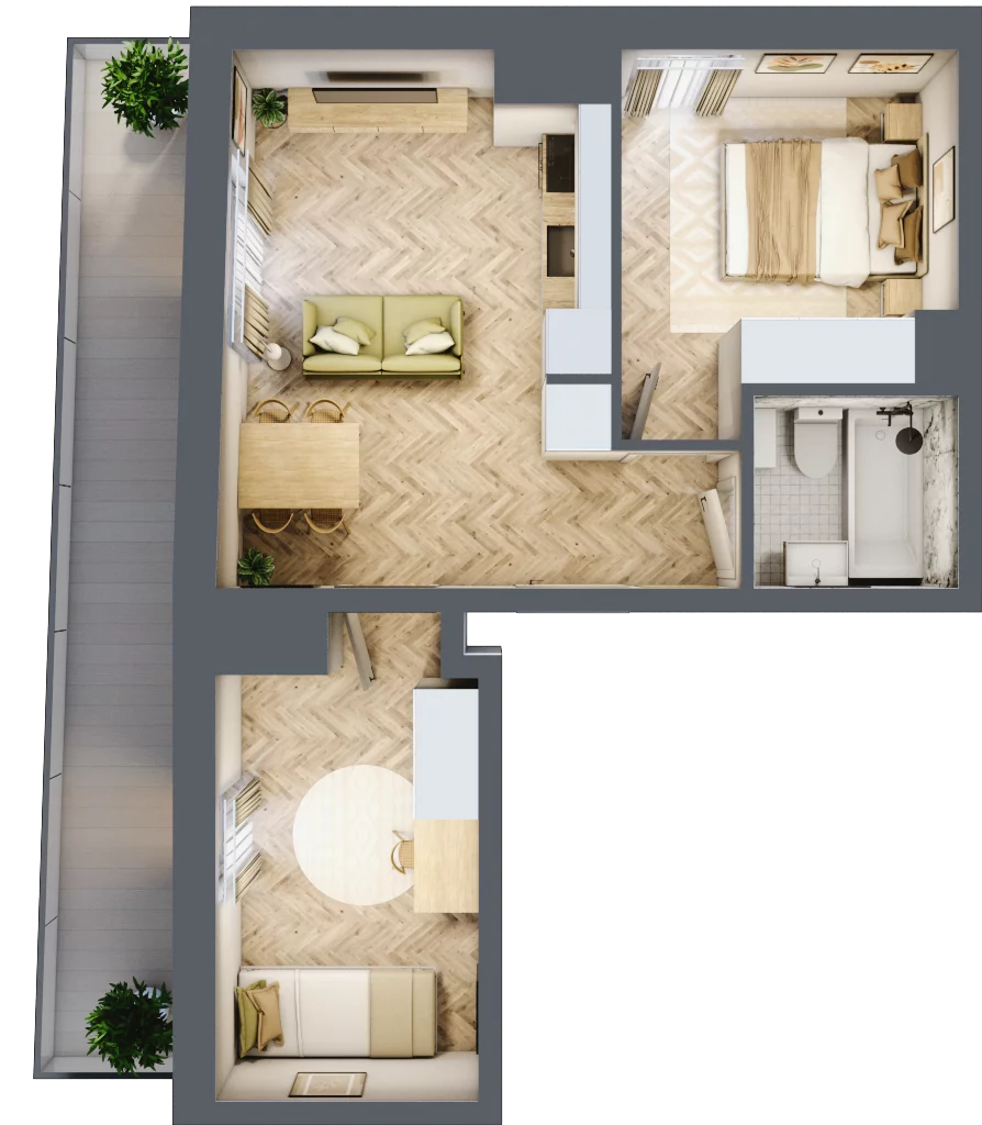 3 pokoje, apartament 42,45 m², piętro 6, oferta nr 26/38, Ogrody Nałkowskiej, Poznań, Ogrody, ul. Nałkowskiej 24, 26