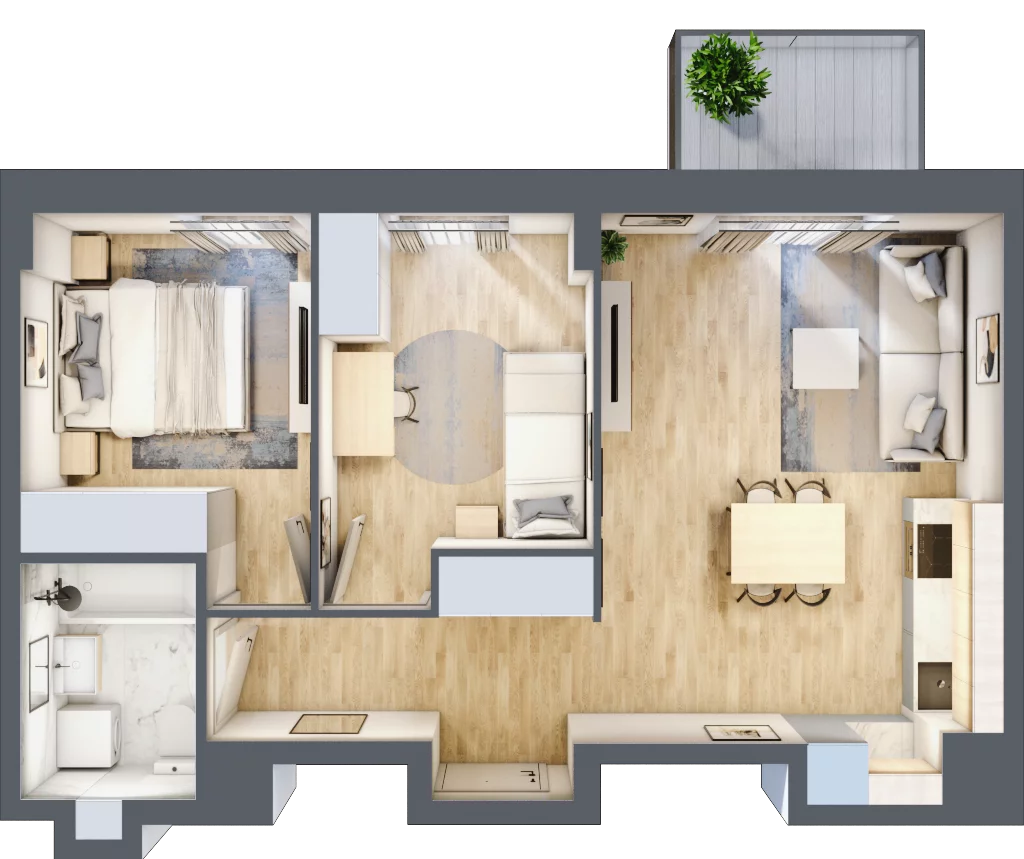 3 pokoje, mieszkanie 50,17 m², piętro 4, oferta nr 1/40, Osiedle Motiff, Warszawa, Ursus, Skorosze, ul. Tomcia Palucha 33