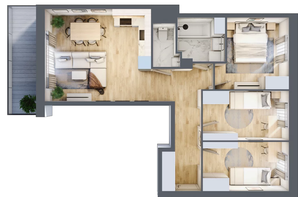 4 pokoje, mieszkanie 65,96 m², piętro 4, oferta nr 1/41, Osiedle Motiff, Warszawa, Ursus, Skorosze, ul. Tomcia Palucha 33