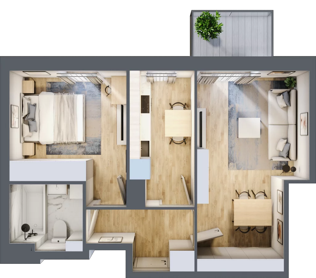 2 pokoje, mieszkanie 45,32 m², piętro 5, oferta nr 1/22, Osiedle Motiff, Warszawa, Ursus, Skorosze, ul. Tomcia Palucha 33