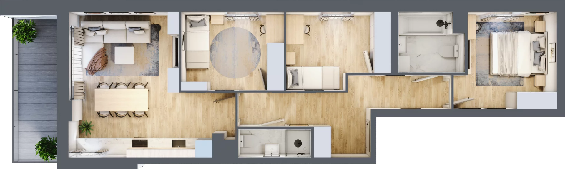 4 pokoje, mieszkanie 73,90 m², piętro 1, oferta nr 1/8, Osiedle Motiff, Warszawa, Ursus, Skorosze, ul. Tomcia Palucha 33