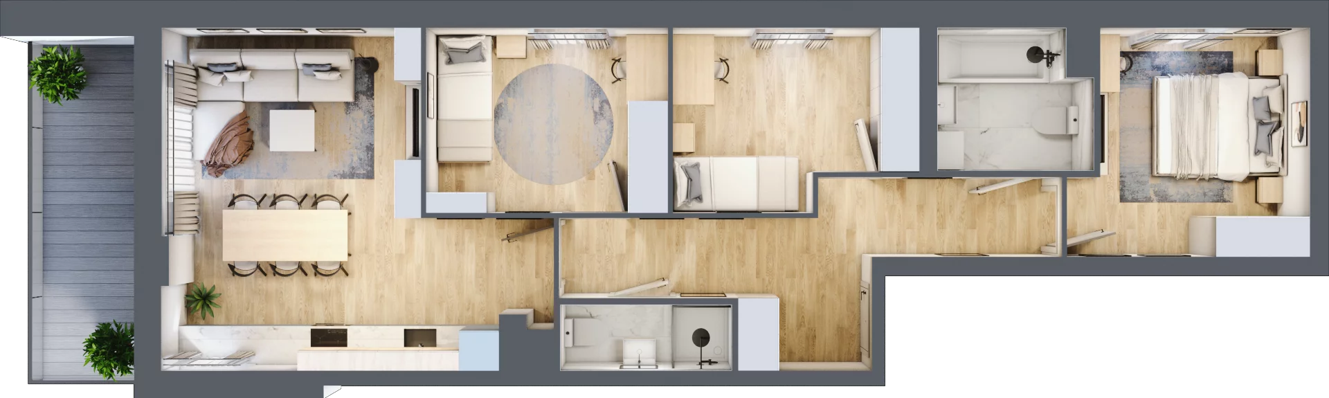 4 pokoje, mieszkanie 73,86 m², piętro 2, oferta nr 1/12, Osiedle Motiff, Warszawa, Ursus, Skorosze, ul. Tomcia Palucha 33