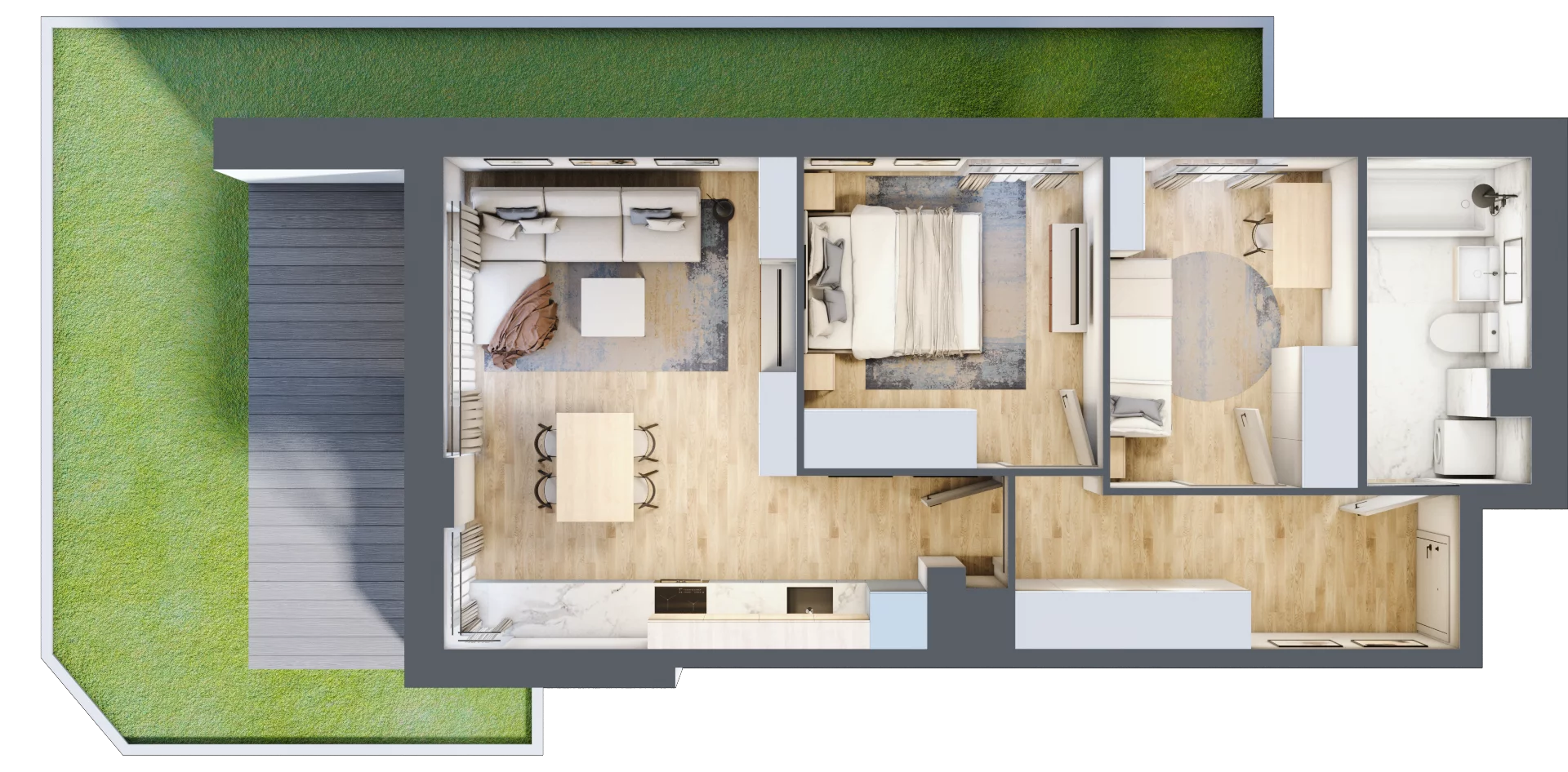 3 pokoje, mieszkanie 55,00 m², parter, oferta nr 1/1, Osiedle Motiff, Warszawa, Ursus, Skorosze, ul. Tomcia Palucha 33