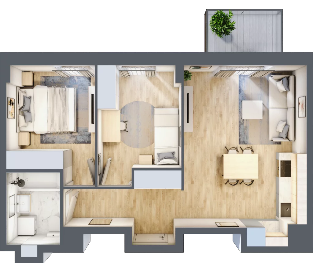 3 pokoje, mieszkanie 50,17 m², piętro 1, oferta nr 1/31, Osiedle Motiff, Warszawa, Ursus, Skorosze, ul. Tomcia Palucha 33