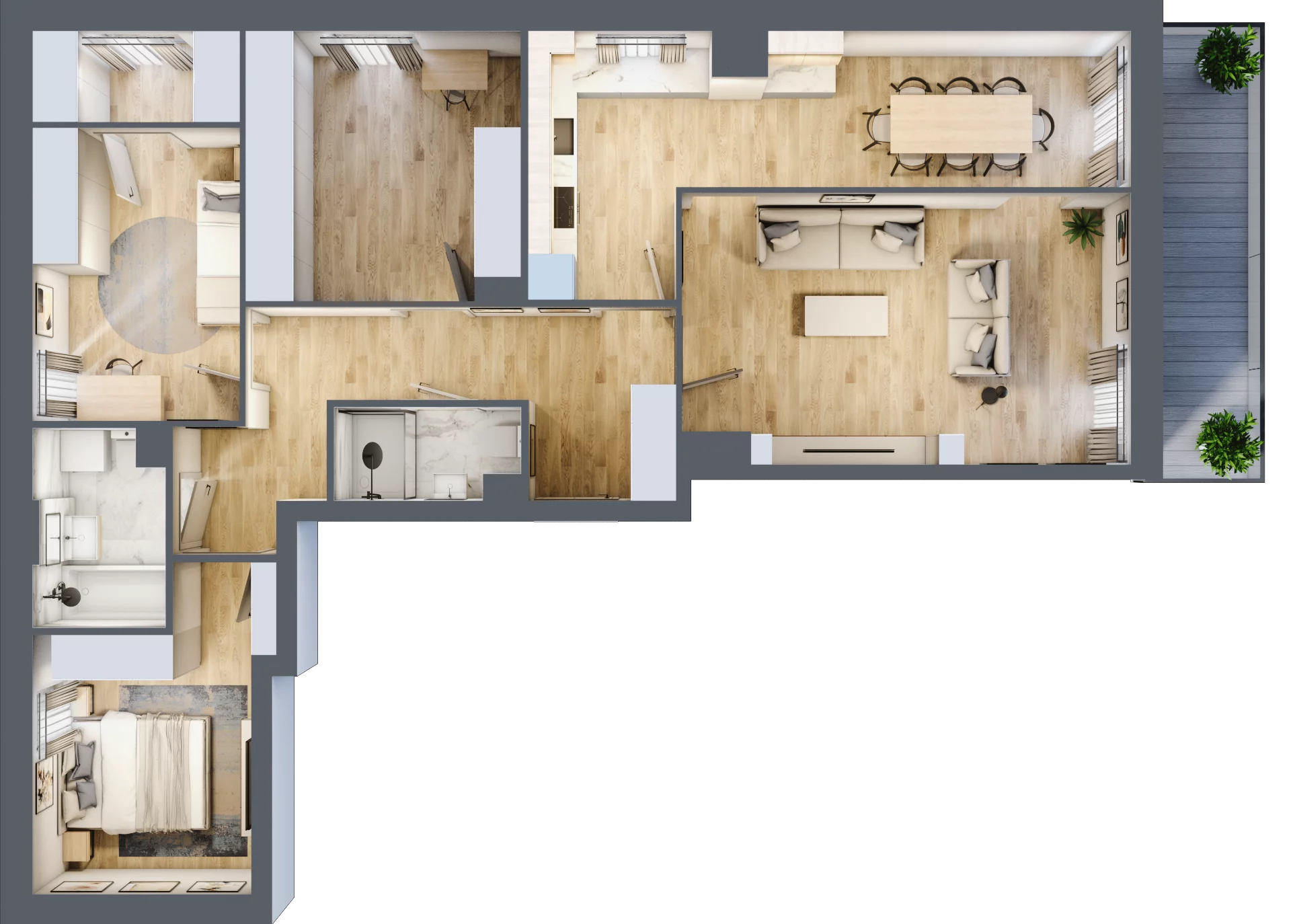 3 pokoje, mieszkanie 96,66 m², piętro 1, oferta nr 1/30, Osiedle Motiff, Warszawa, Ursus, Skorosze, ul. Tomcia Palucha 33
