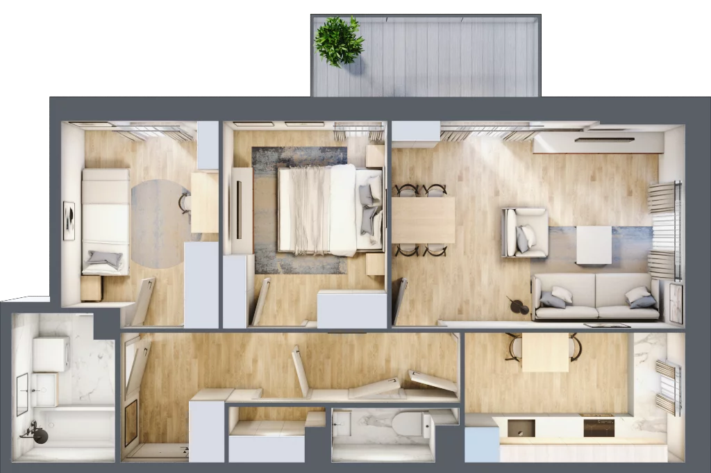 3 pokoje, mieszkanie 62,80 m², piętro 2, oferta nr 1/11, Osiedle Motiff, Warszawa, Ursus, Skorosze, ul. Tomcia Palucha 33