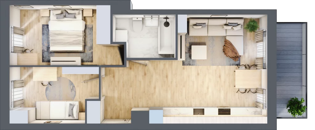 3 pokoje, mieszkanie 54,03 m², piętro 3, oferta nr 1/13, Osiedle Motiff, Warszawa, Ursus, Skorosze, ul. Tomcia Palucha 33