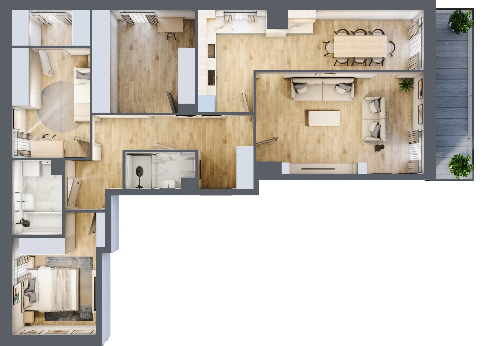 3 pokoje, mieszkanie 98,13 m², piętro 6, oferta nr 1/45, Osiedle Motiff, Warszawa, Ursus, Skorosze, ul. Tomcia Palucha 33