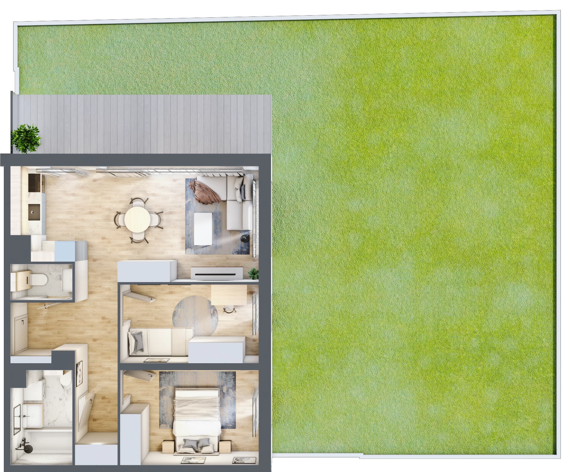 3 pokoje, apartament 61,20 m², parter, oferta nr F69, Let's Sea Baltic Park II etap, Gąski, ul. Nadbrzeżna 52C