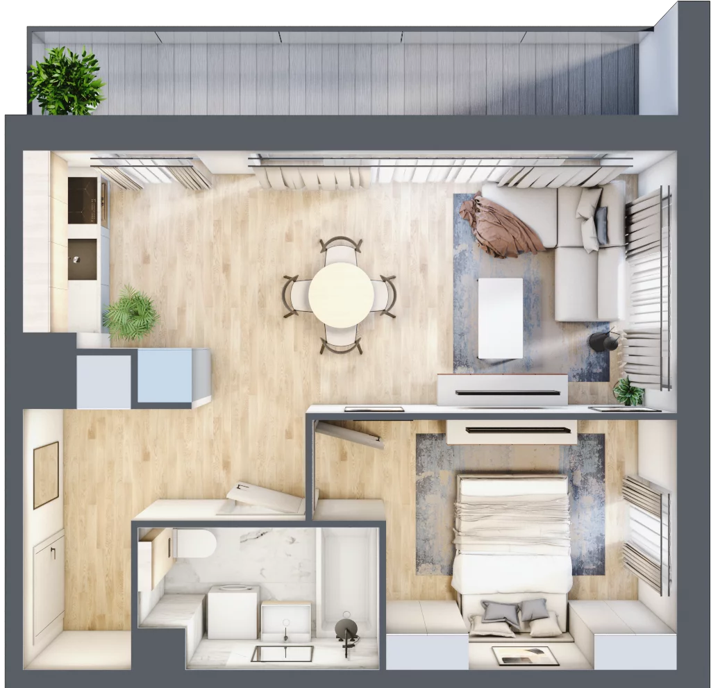 2 pokoje, apartament 40,49 m², piętro 1, oferta nr F77, Let's Sea Baltic Park II etap, Gąski, ul. Nadbrzeżna 52C