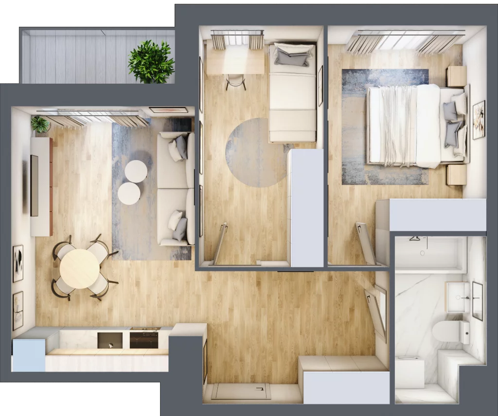 3 pokoje, mieszkanie 52,48 m², piętro 5, oferta nr M257, Osiedle Witaj etap II, Poznań, Naramowice, Naramowice, ul. Bielicowa