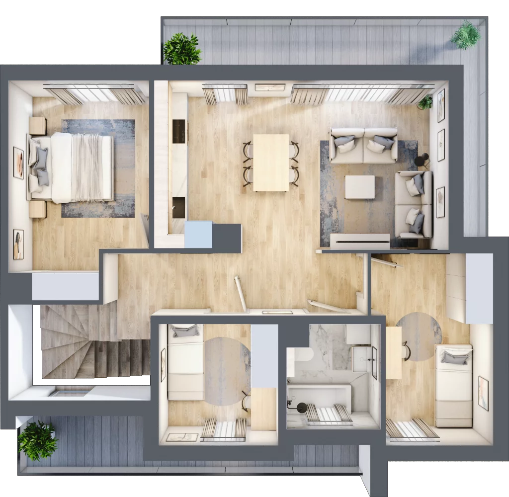 3 pokoje, mieszkanie 82,24 m², piętro 1, oferta nr 2/A2/2, Jeziorowa Prestige House, Warszawa, Wawer, Zerzeń, ul. Jeziorowa