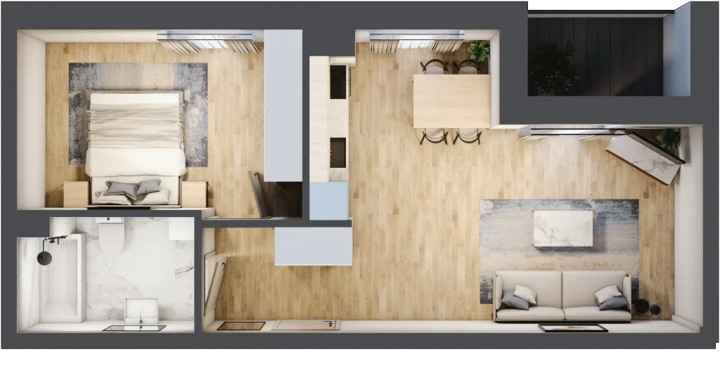 2 pokoje, mieszkanie 45,37 m², piętro 3, oferta nr 51, Szymanów Dom i Natura, Szymanów, Szymanów 7