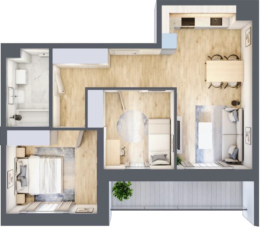 3 pokoje, mieszkanie 57,04 m², piętro 3, oferta nr 33, Na Wspólnej, Wólka Grodziska, ul. Wspólna 5
