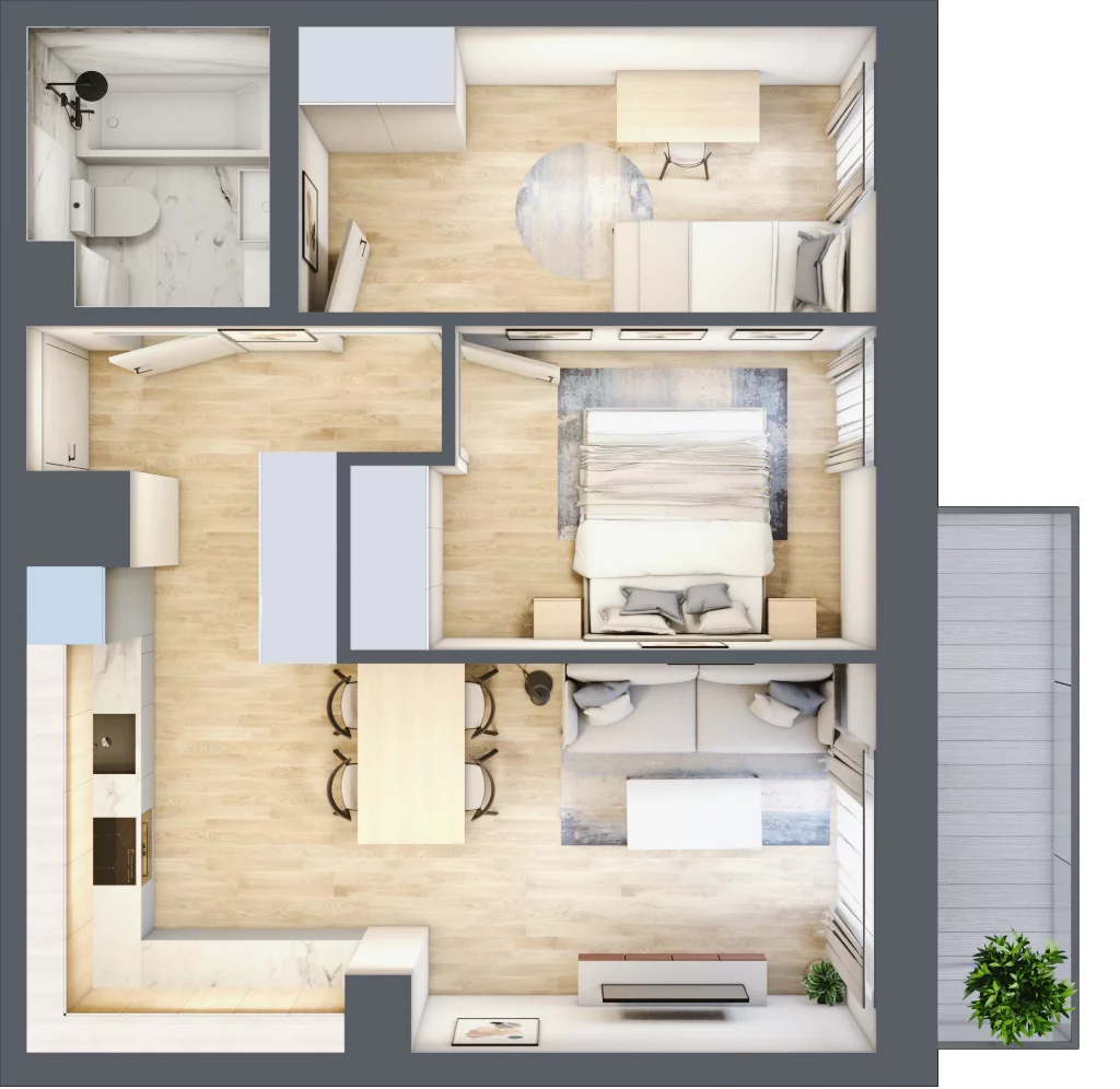 3 pokoje, mieszkanie 49,09 m², piętro 5, oferta nr 54, Na Wspólnej, Wólka Grodziska, ul. Wspólna 5